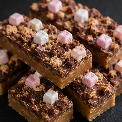 Large Fudge Bars with Rocky Road Topping